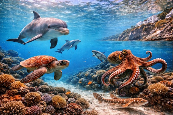 different animals in the sea